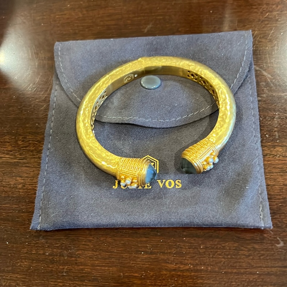 Julie Vos Paris Demi Cuff Bracelet in Iridescent Chalcedony Blue